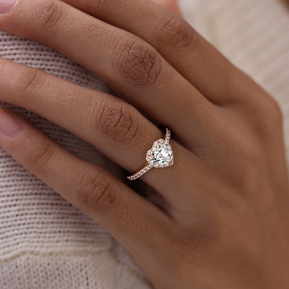 Heart Shape Halo Promise Ring