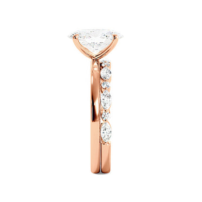 Oval Solitaire Engagement Ring With Minimalist Half Eternity Band