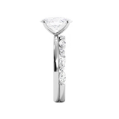Oval Solitaire Engagement Ring With Minimalist Half Eternity Band