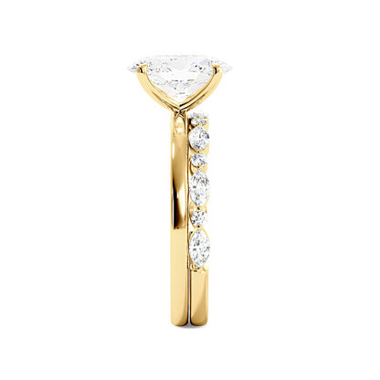 Oval Solitaire Engagement Ring With Minimalist Half Eternity Band