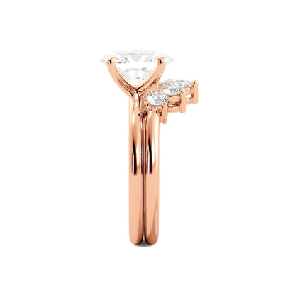Solitaire Oval Diamond Ring Set for Women