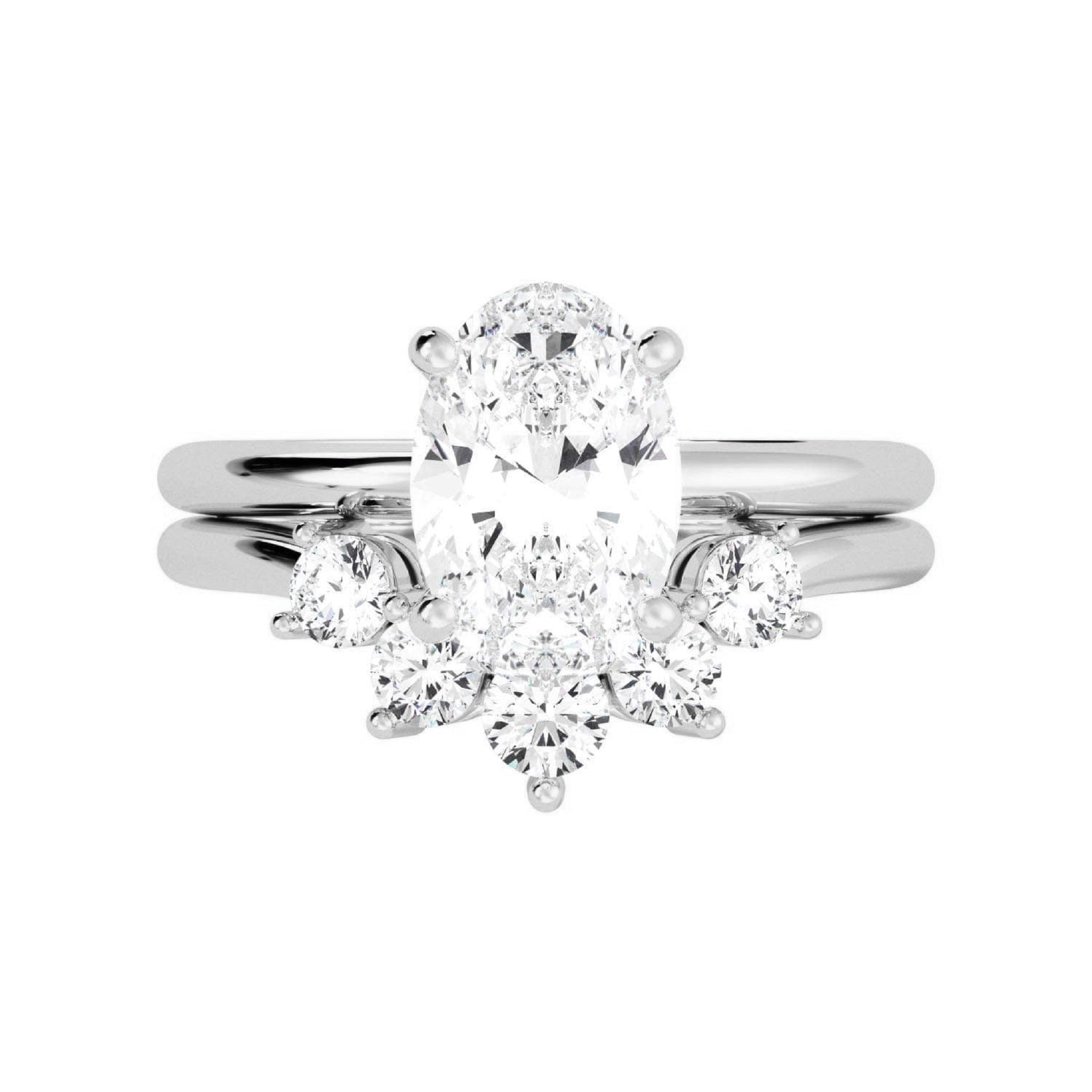 Solitaire Oval Diamond Ring Set for Women