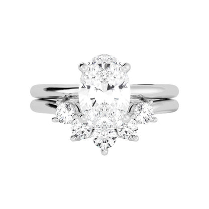 Solitaire Oval Diamond Ring Set for Women