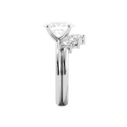 Solitaire Oval Diamond Ring Set for Women