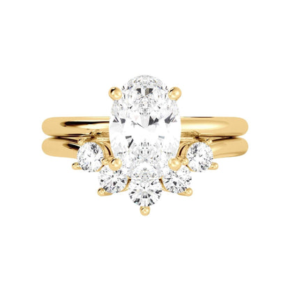 Solitaire Oval Diamond Ring Set for Women