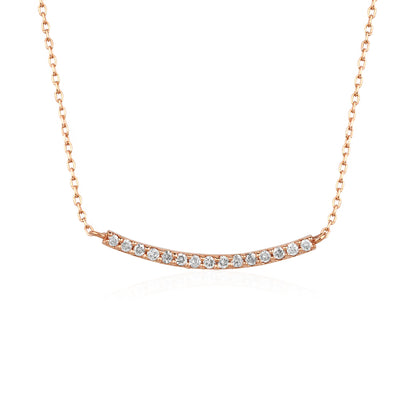 Dainty Pave Diamond Curved Bar Necklace for Women