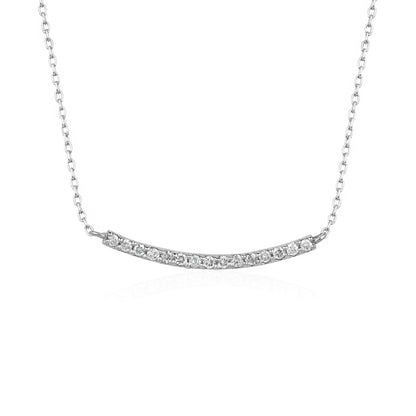 Dainty Pave Diamond Curved Bar Necklace for Women