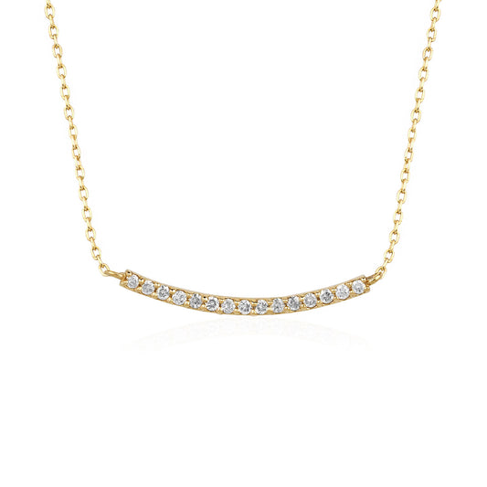 Dainty Pave Diamond Curved Bar Necklace for Women
