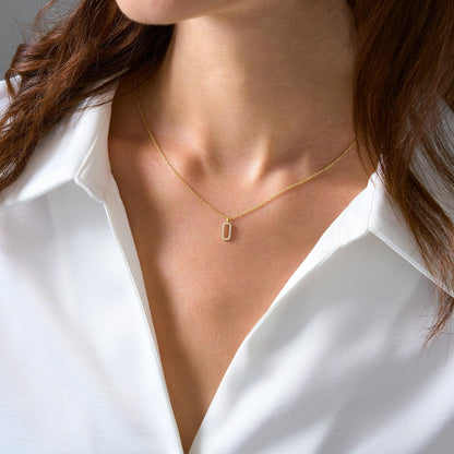 Minimalist Pave Diamond Rectangle Necklace
