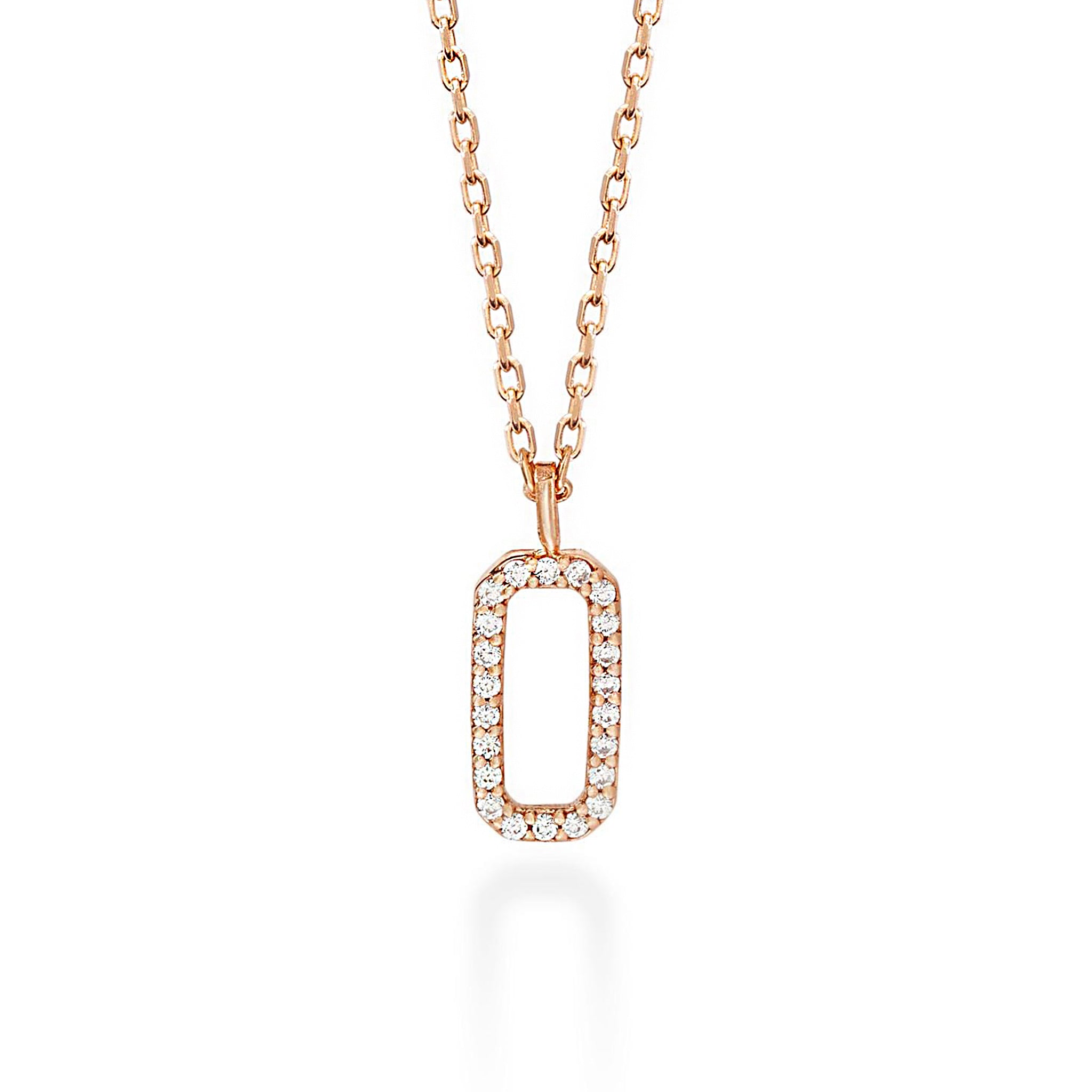 Minimalist Pave Diamond Rectangle Necklace