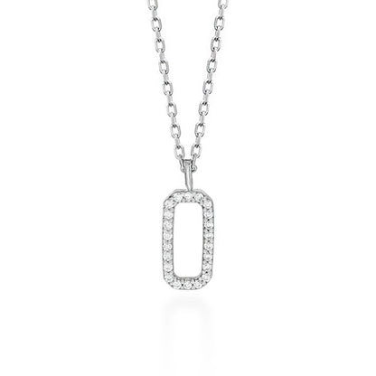 Minimalist Pave Diamond Rectangle Necklace