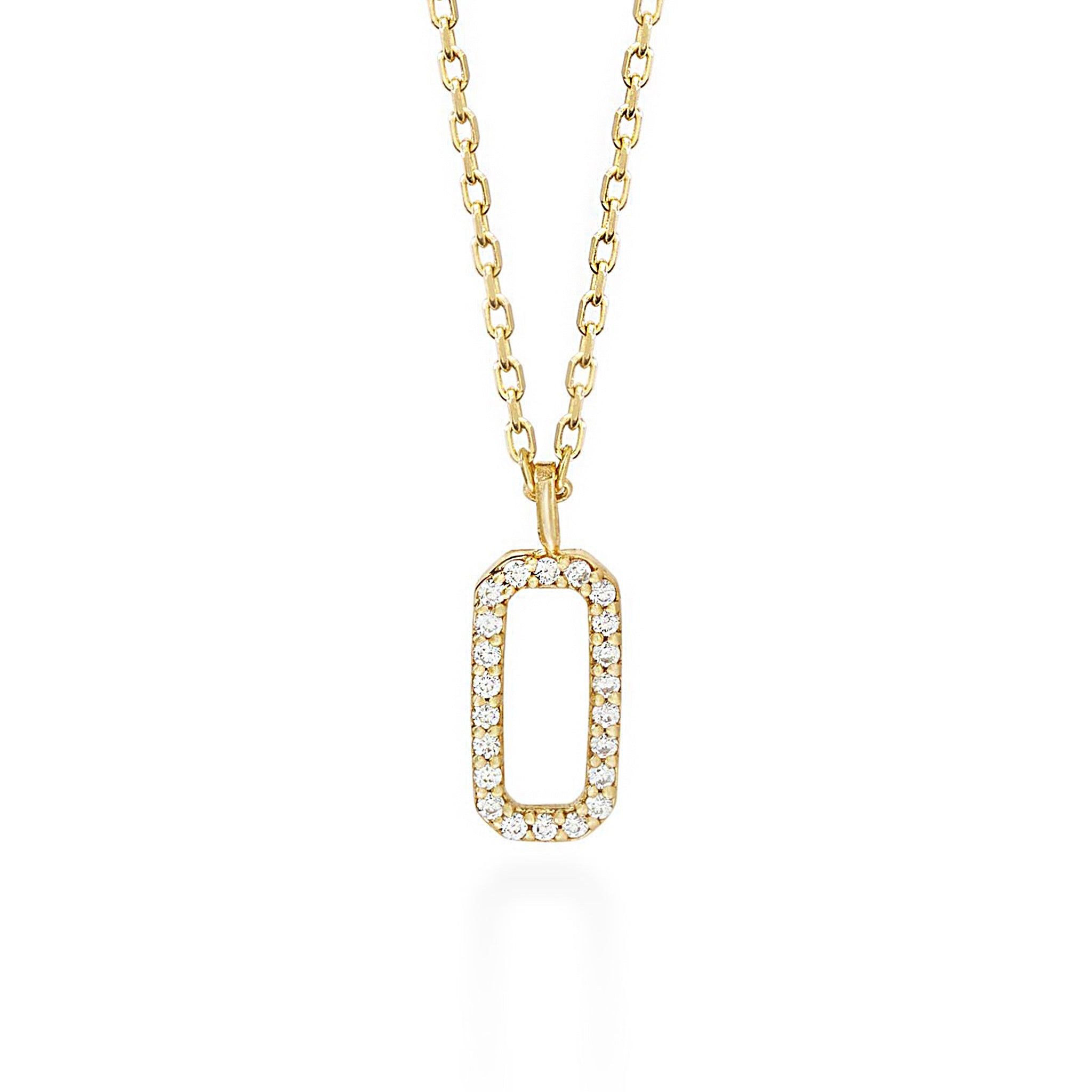 Minimalist Pave Diamond Rectangle Necklace