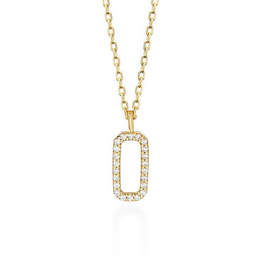 Minimalist Pave Diamond Rectangle Necklace