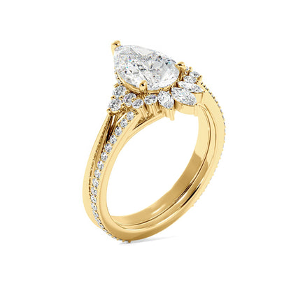 Vintage Style Pear Lab Grown Diamond Bridal Set