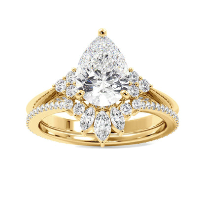 Vintage Style Pear Lab Grown Diamond Bridal Set