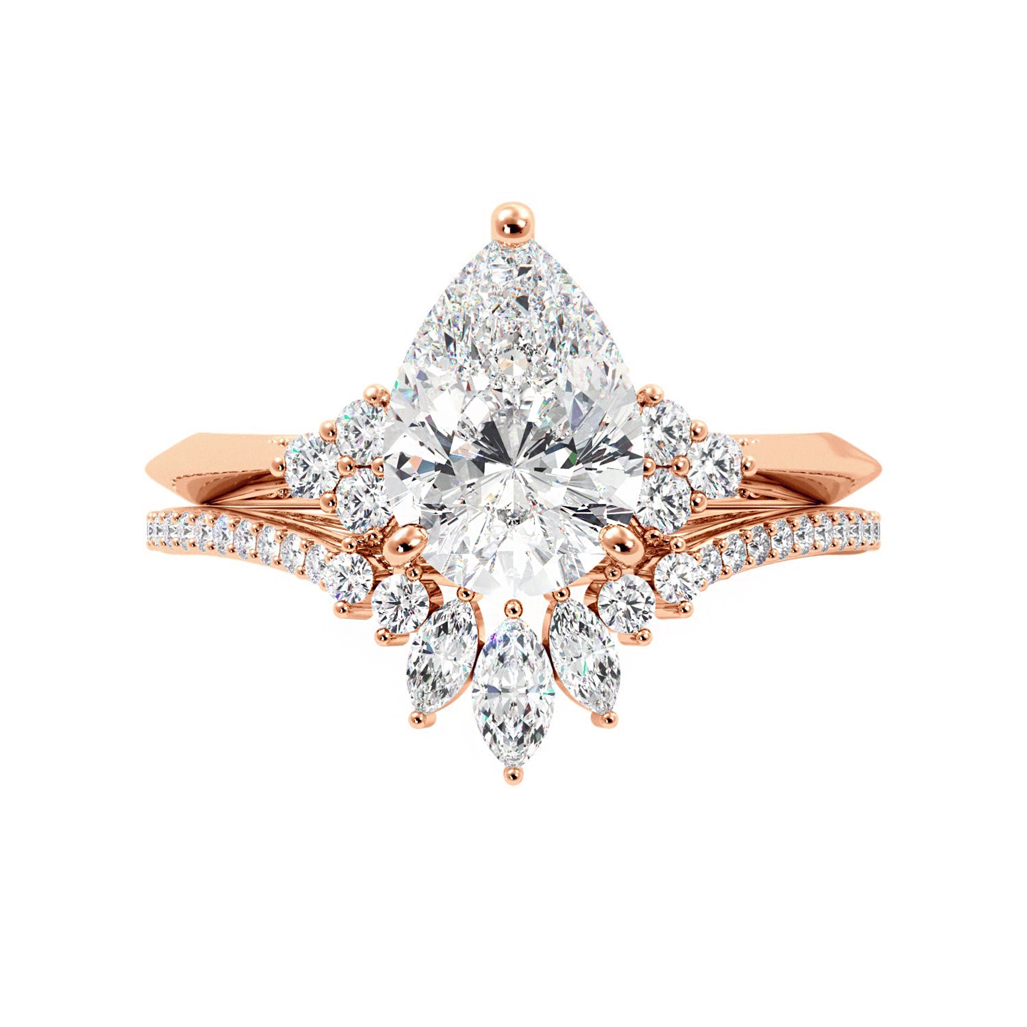 Vintage Style Pear Lab Grown Diamond Bridal Set