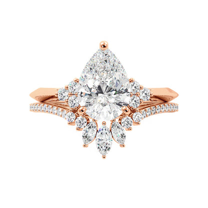 Vintage Style Pear Lab Grown Diamond Bridal Set