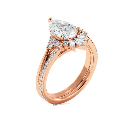 Vintage Style Pear Lab Grown Diamond Bridal Set