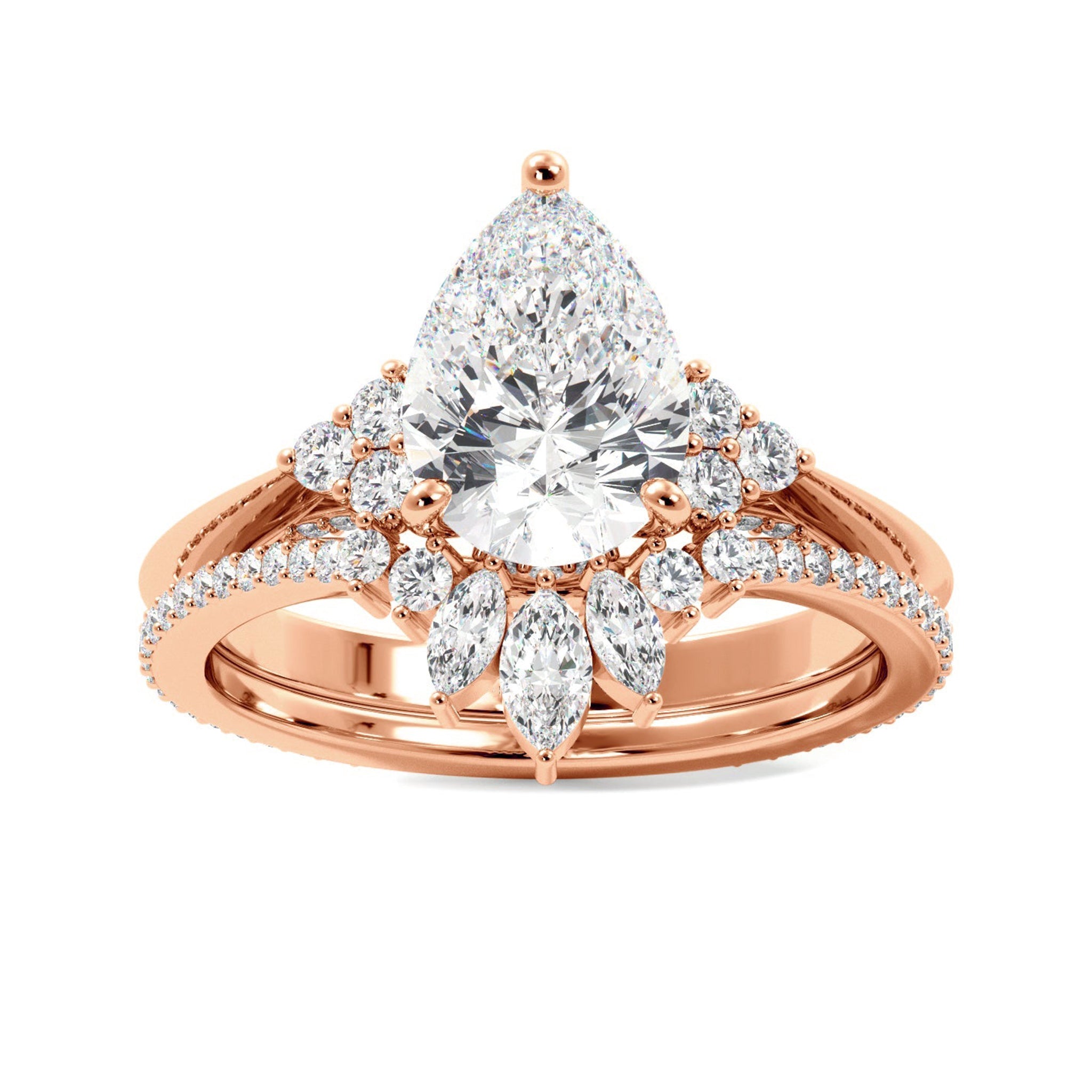Vintage Style Pear Lab Grown Diamond Bridal Set