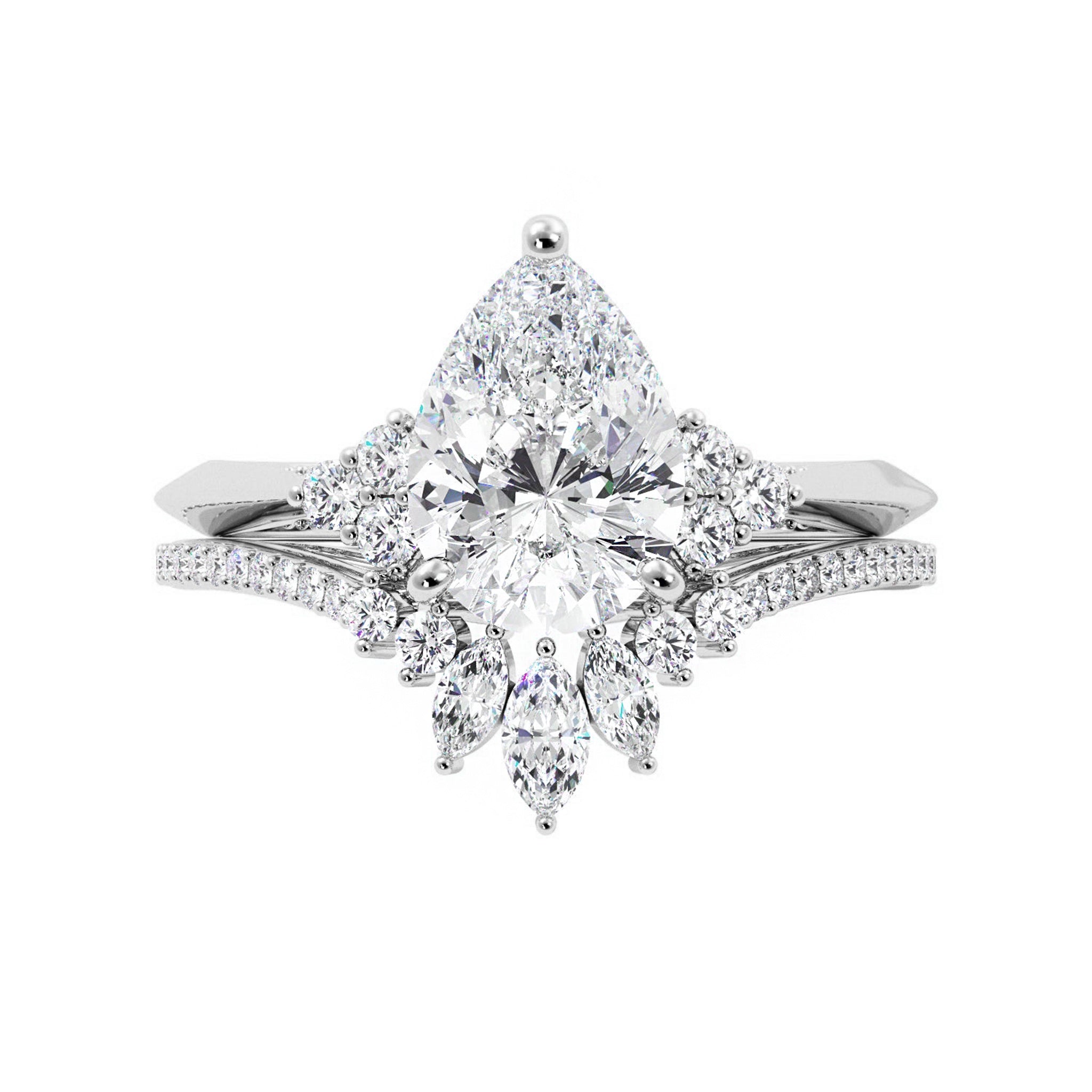 Vintage Style Pear Lab Grown Diamond Bridal Set