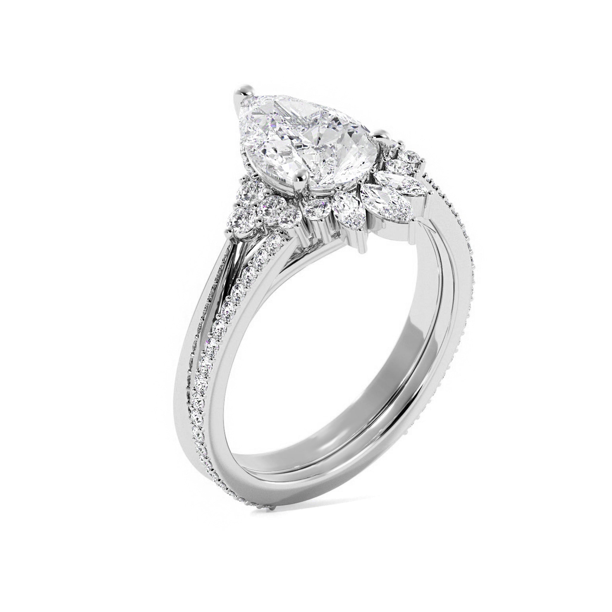 Vintage Style Pear Lab Grown Diamond Bridal Set