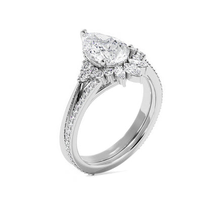 Vintage Style Pear Lab Grown Diamond Bridal Set
