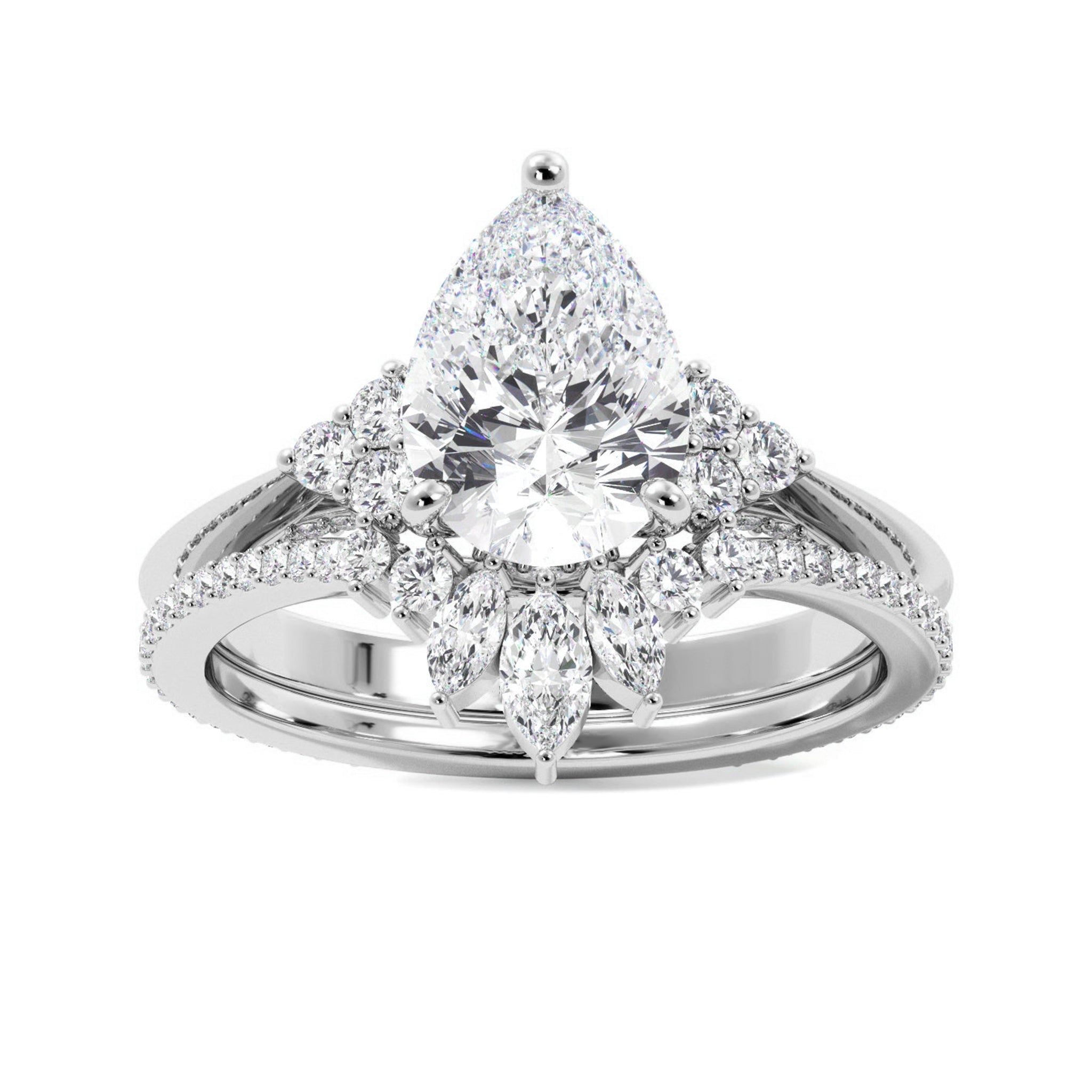 Vintage Style Pear Lab Grown Diamond Bridal Set