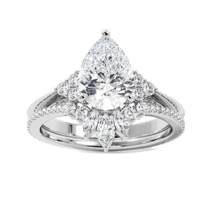 Vintage Style Pear Lab Grown Diamond Bridal Set