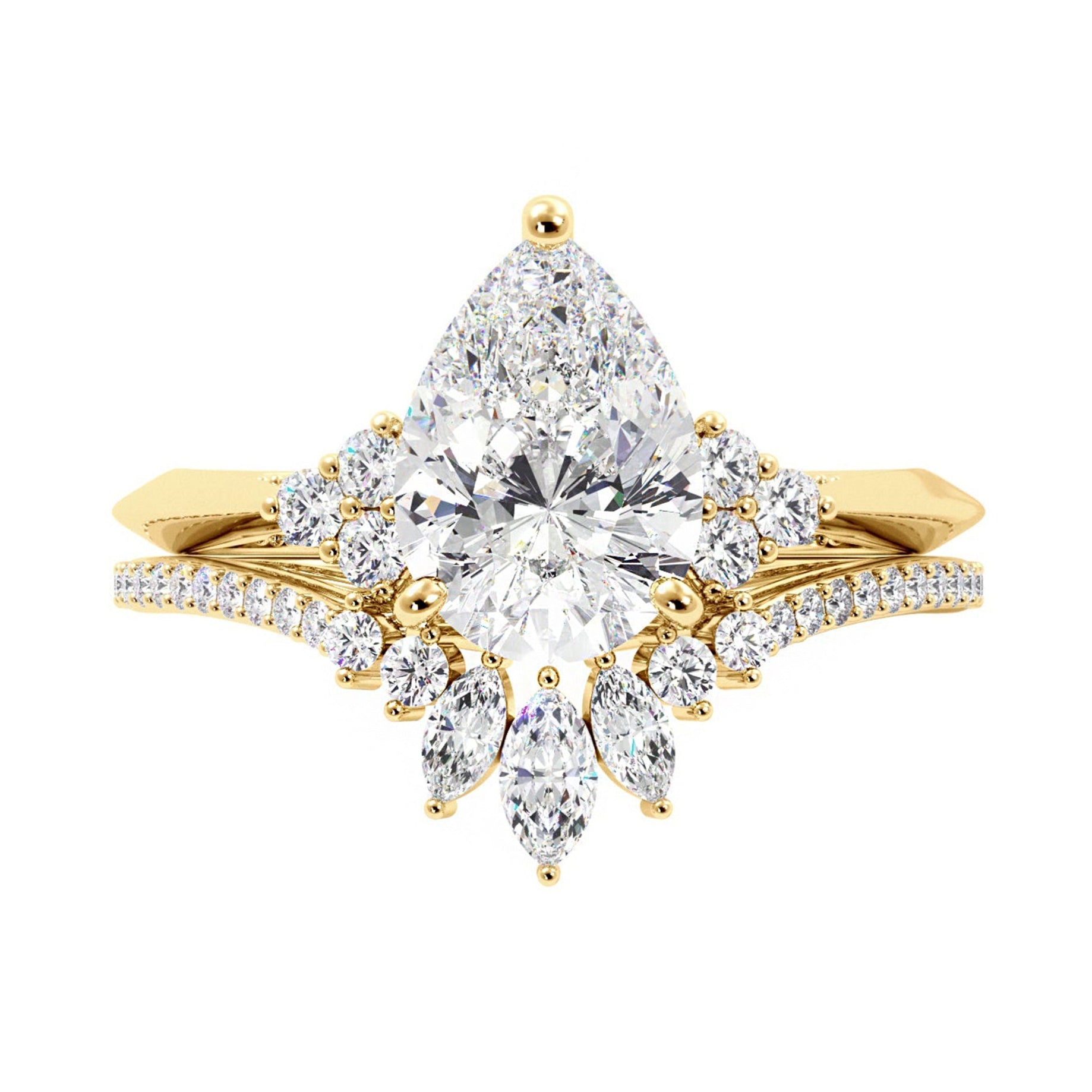 Vintage Style Pear Lab Grown Diamond Bridal Set