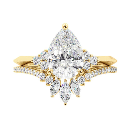 Vintage Style Pear Lab Grown Diamond Bridal Set