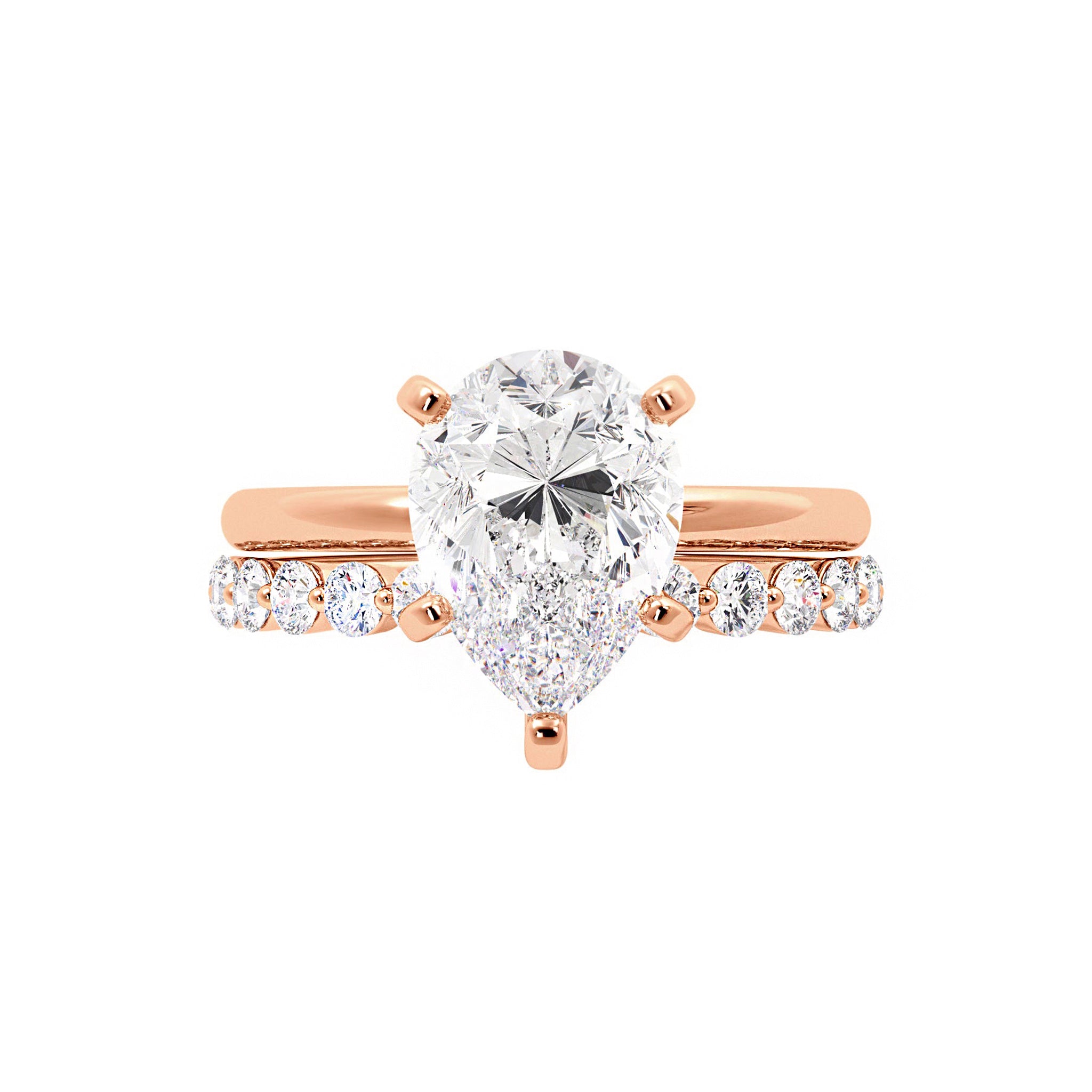 Tear Drop Shaped Moissanite Engagement Ring Set