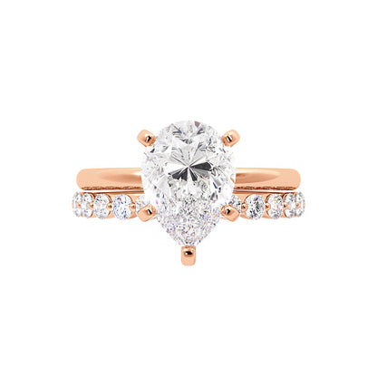 Tear Drop Shaped Moissanite Engagement Ring Set