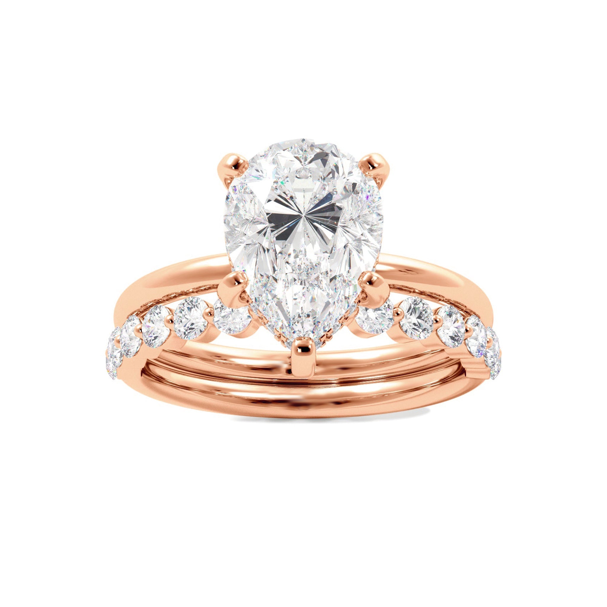 Tear Drop Shaped Moissanite Engagement Ring Set