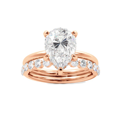 Tear Drop Shaped Moissanite Engagement Ring Set