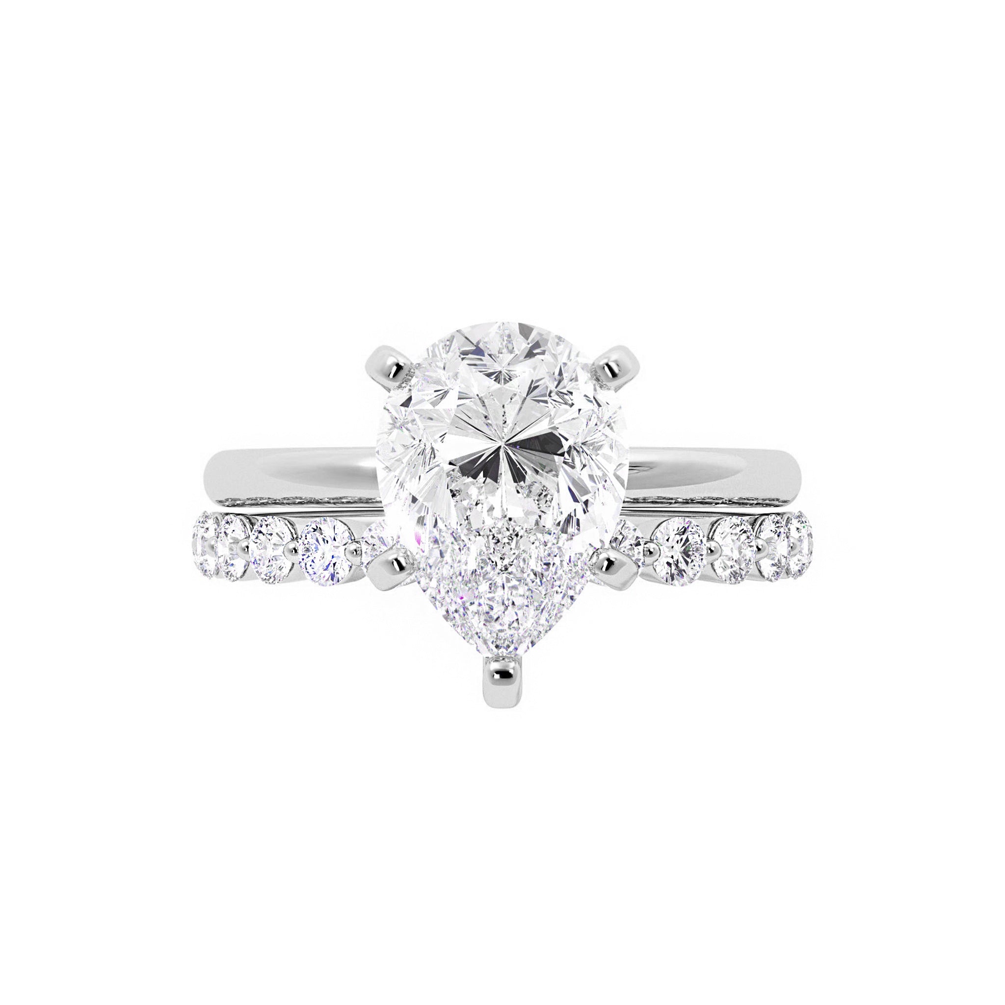 Tear Drop Shaped Moissanite Engagement Ring Set