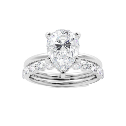 Tear Drop Shaped Moissanite Engagement Ring Set