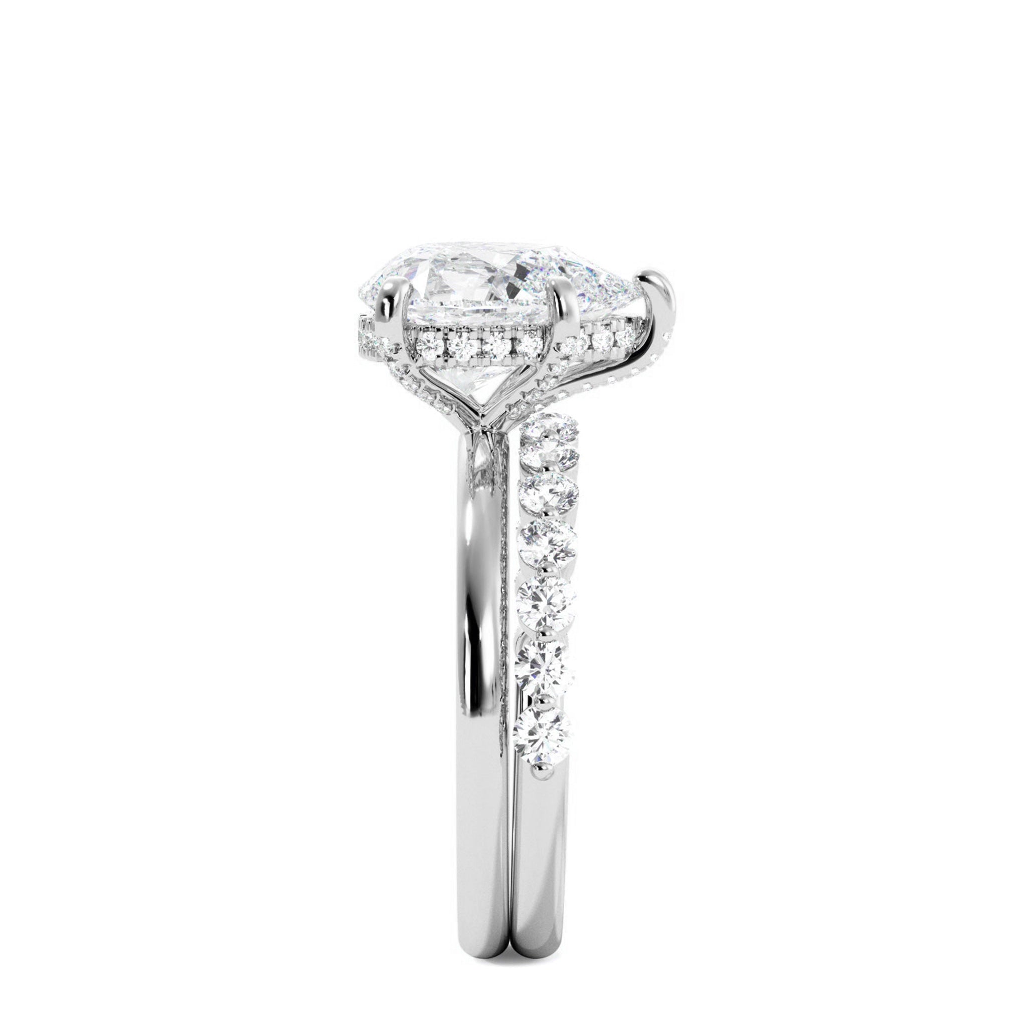 Tear Drop Shaped Moissanite Engagement Ring Set