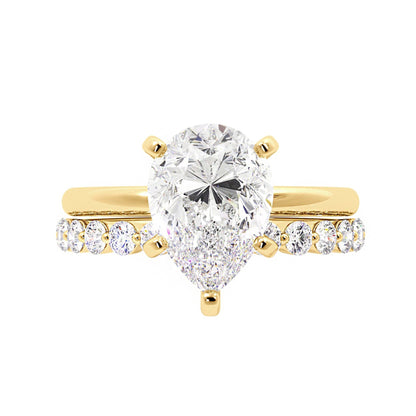 Tear Drop Shaped Moissanite Engagement Ring Set