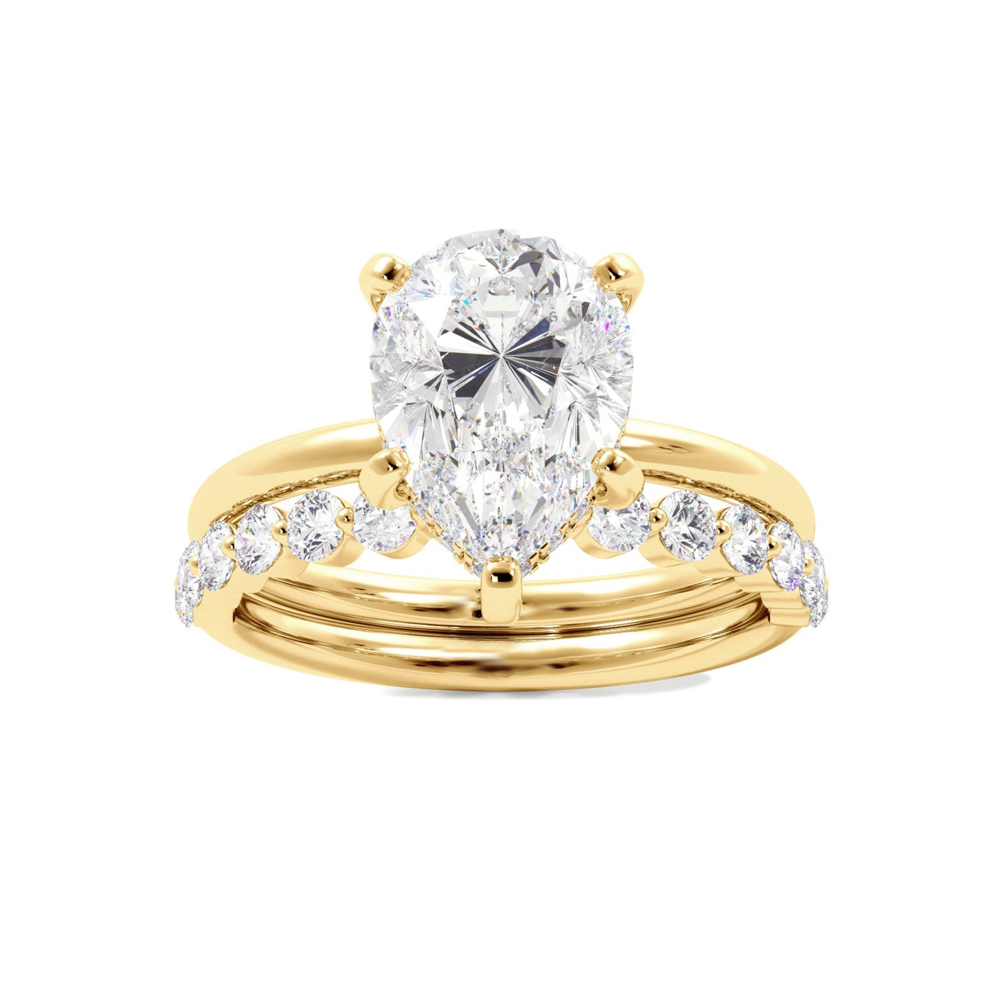 Tear Drop Shaped Moissanite Engagement Ring Set