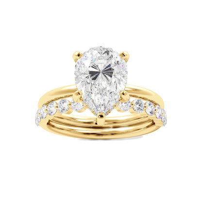 Tear Drop Shaped Moissanite Engagement Ring Set