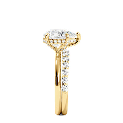 Tear Drop Shaped Moissanite Engagement Ring Set