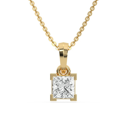 Square Shaped Solitaire Pendant Necklace