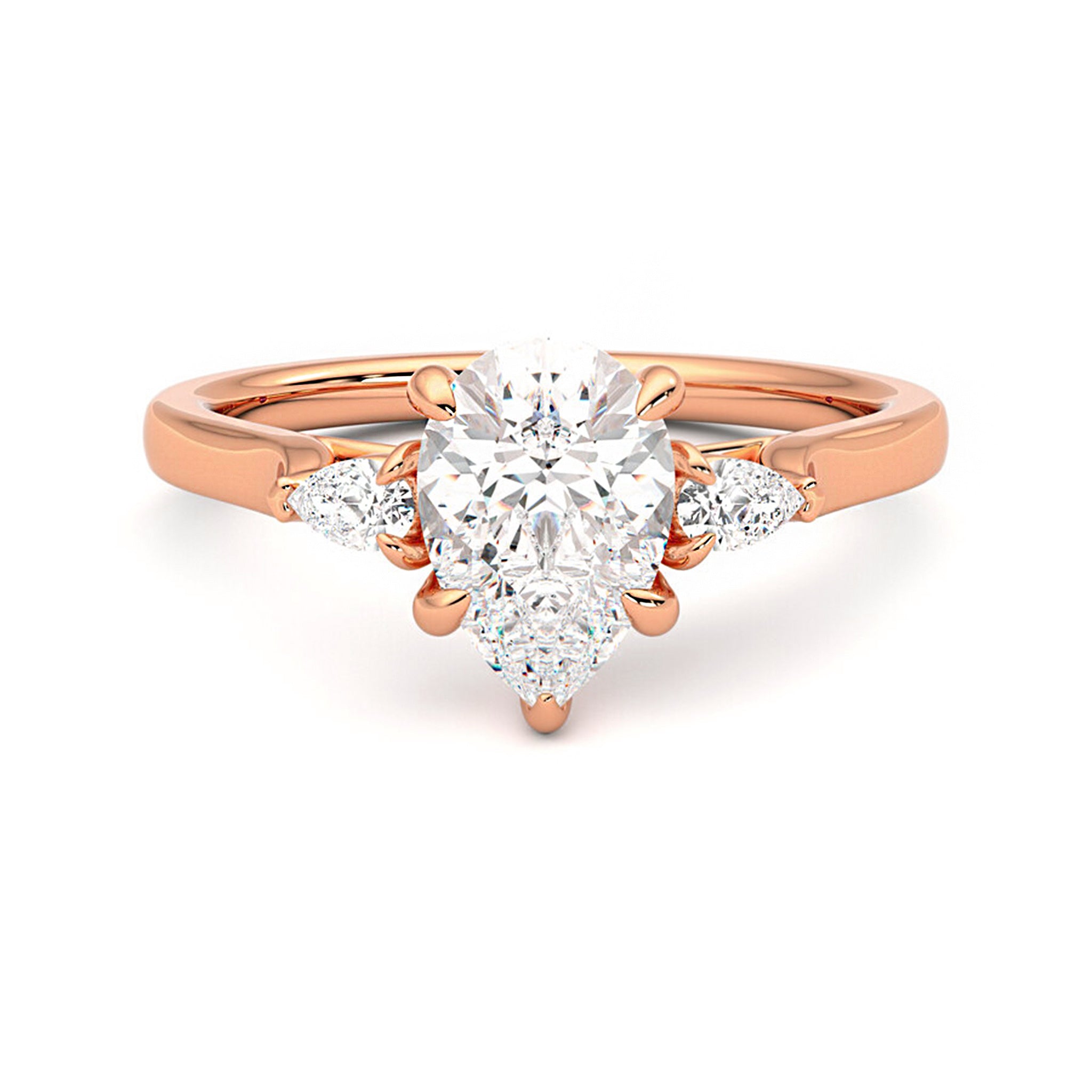 Three Stone Pear Shaped Moissanite Ring