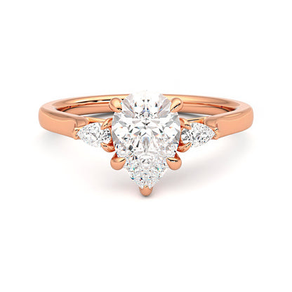 Three Stone Pear Shaped Moissanite Ring