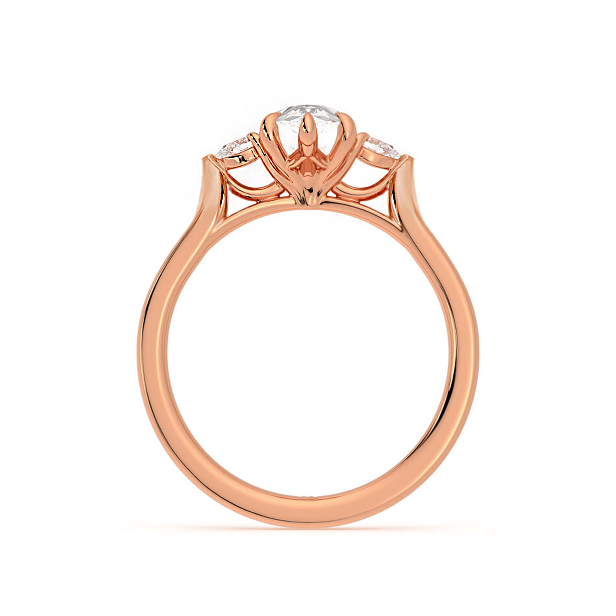 Three Stone Pear Shaped Moissanite Ring