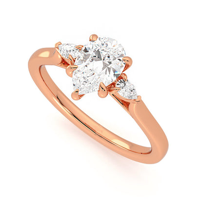 Three Stone Pear Shaped Moissanite Ring