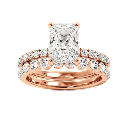Radiant Engagement Ring with Floating Bubble Wedding Band