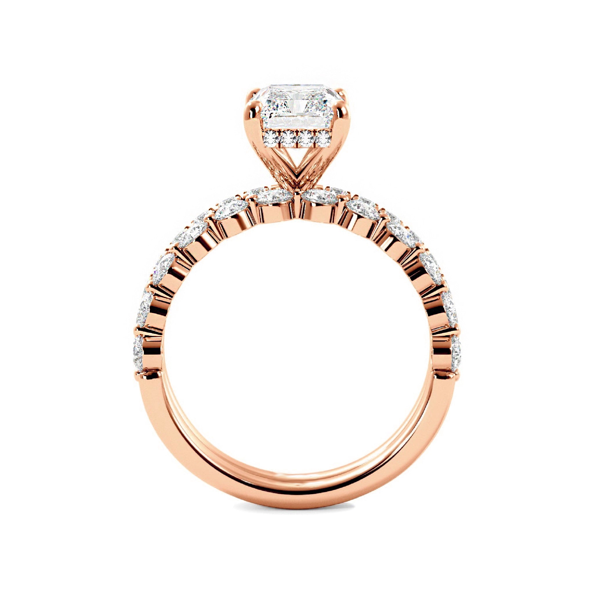 Radiant Engagement Ring with Floating Bubble Wedding Band