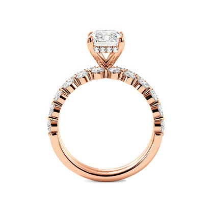 Radiant Engagement Ring with Floating Bubble Wedding Band