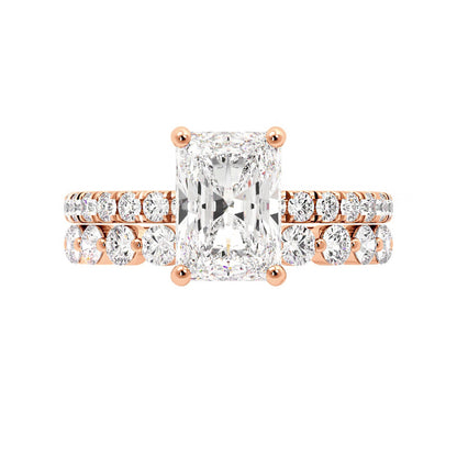 Radiant Engagement Ring with Floating Bubble Wedding Band